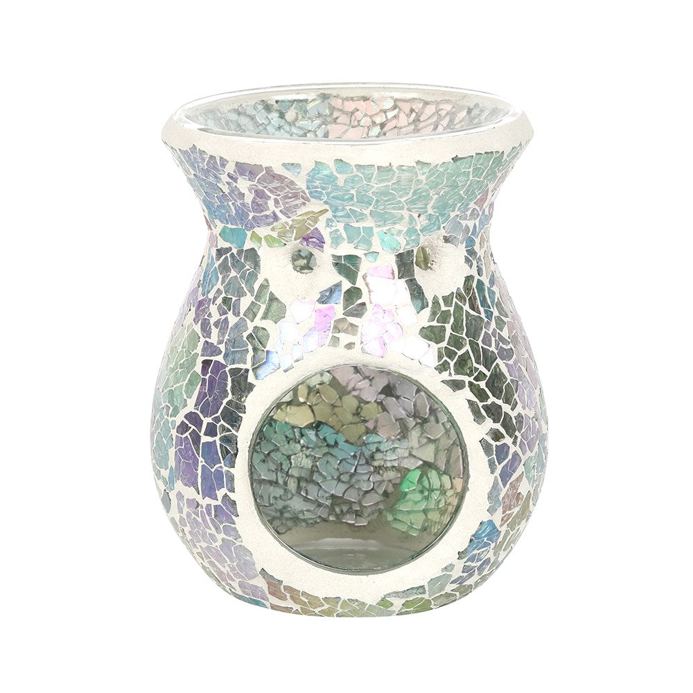 Small Light Blue Iridescent Crackle Oil Burner | Wax Melt Warmer | Wiccan Center