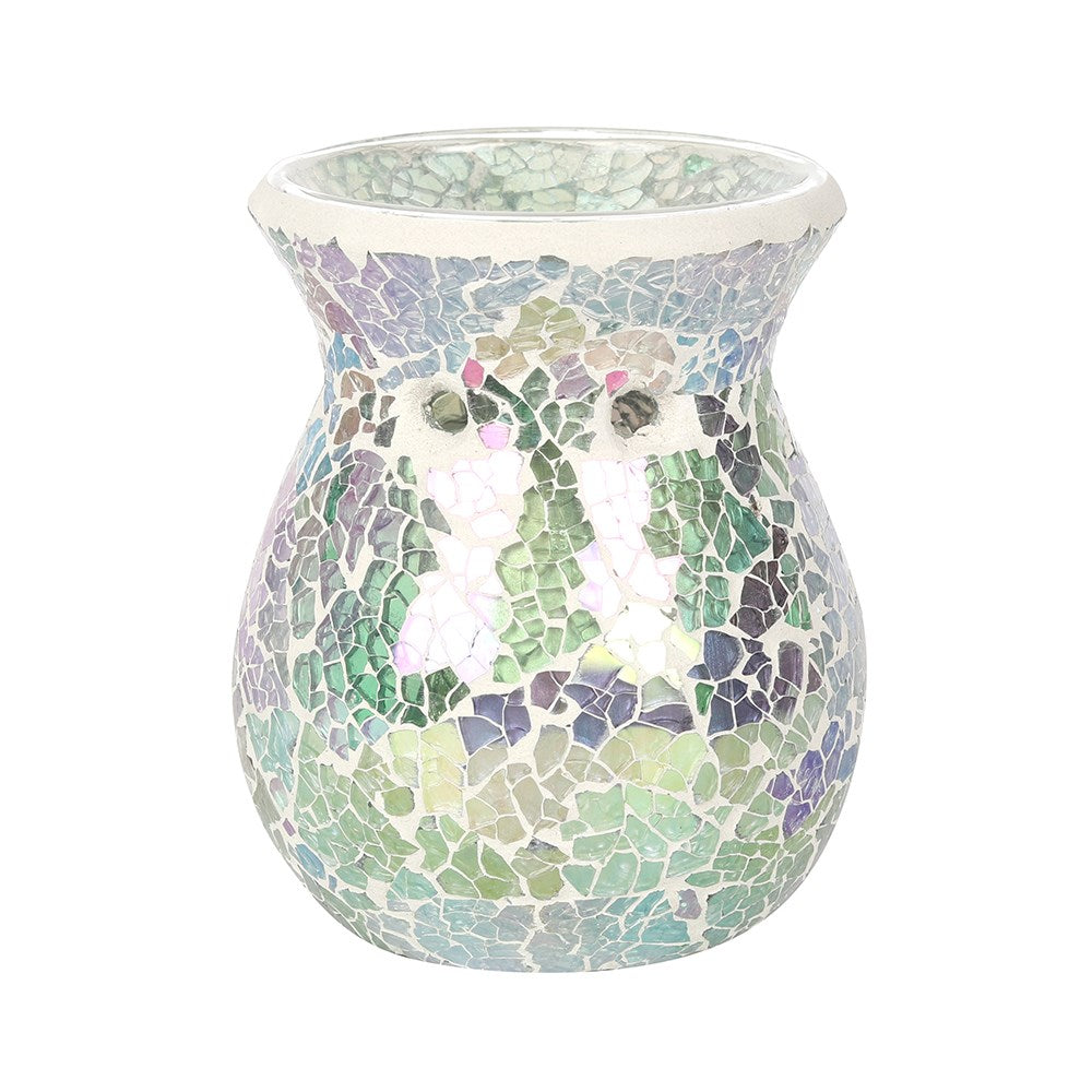 Small Light Blue Iridescent Crackle Oil Burner | Wax Melt Warmer | Wiccan Center