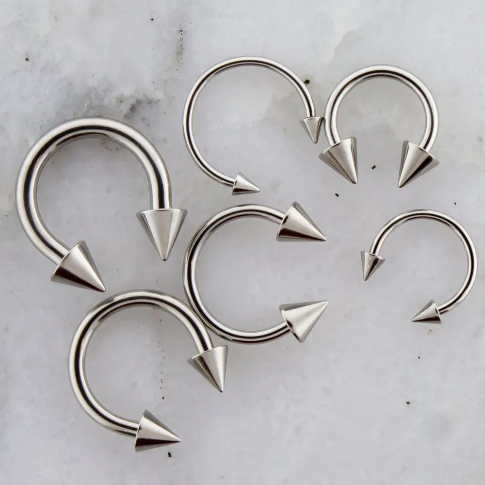 Spiked Steel Externally Threaded Horseshoes | Body Jewelry | Wiccan Center