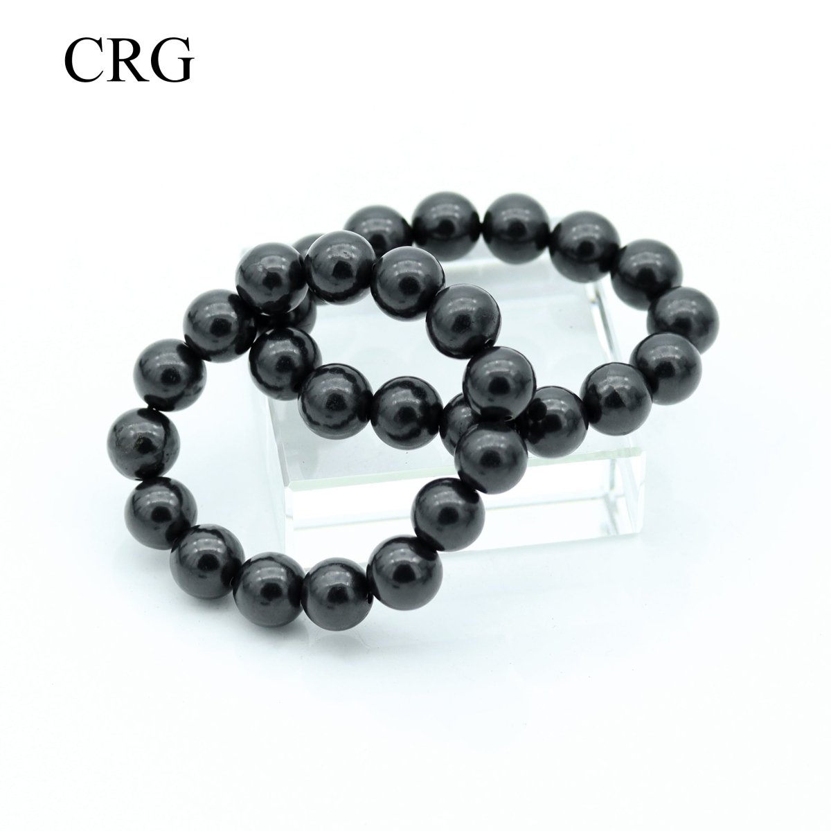 Shungite Round Bead Stretch Bracelet (15 mm) (1 Piece)