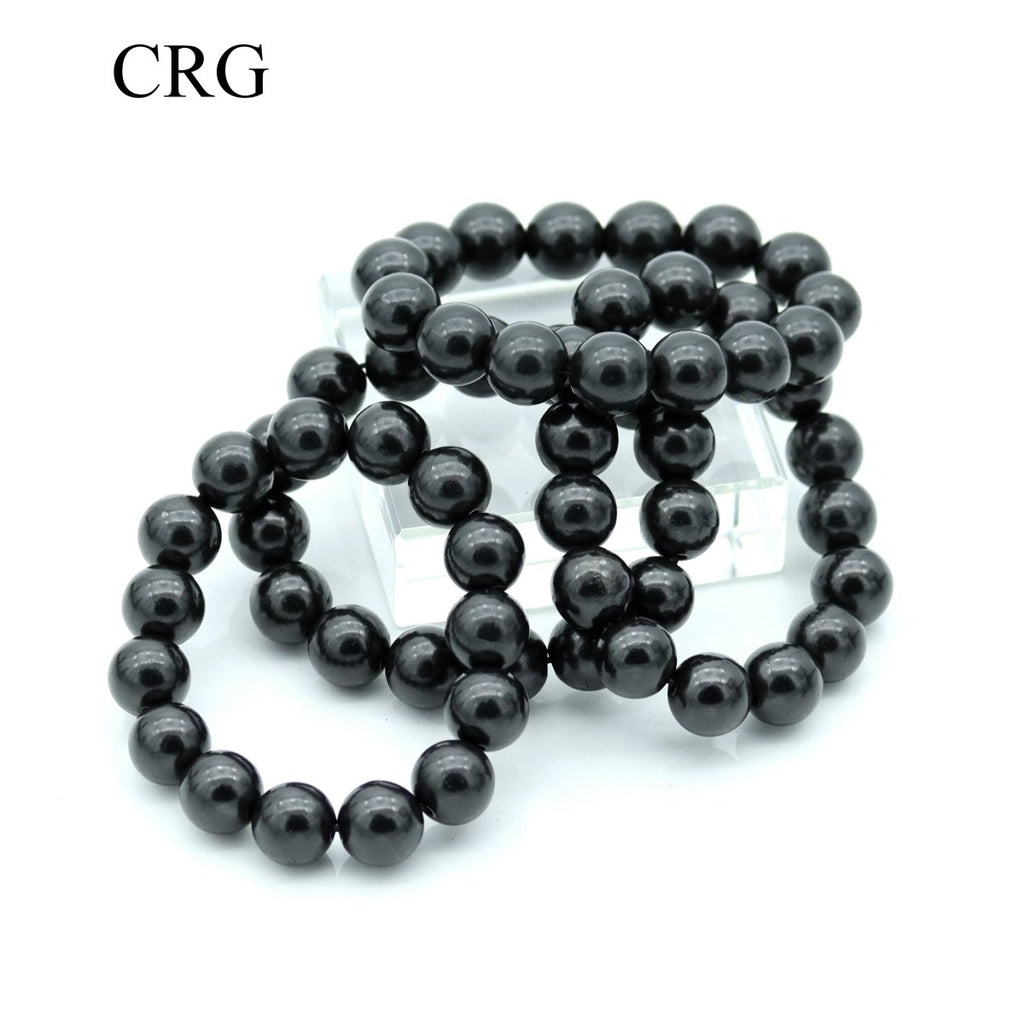 Shungite Round Bead Stretch Bracelet (15 mm) (1 Piece)