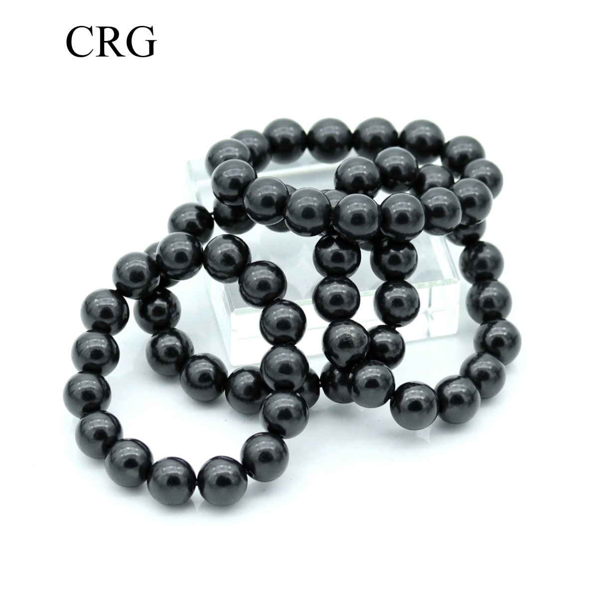 Shungite Round Bead Stretch Bracelet (15 mm) (1 Piece)