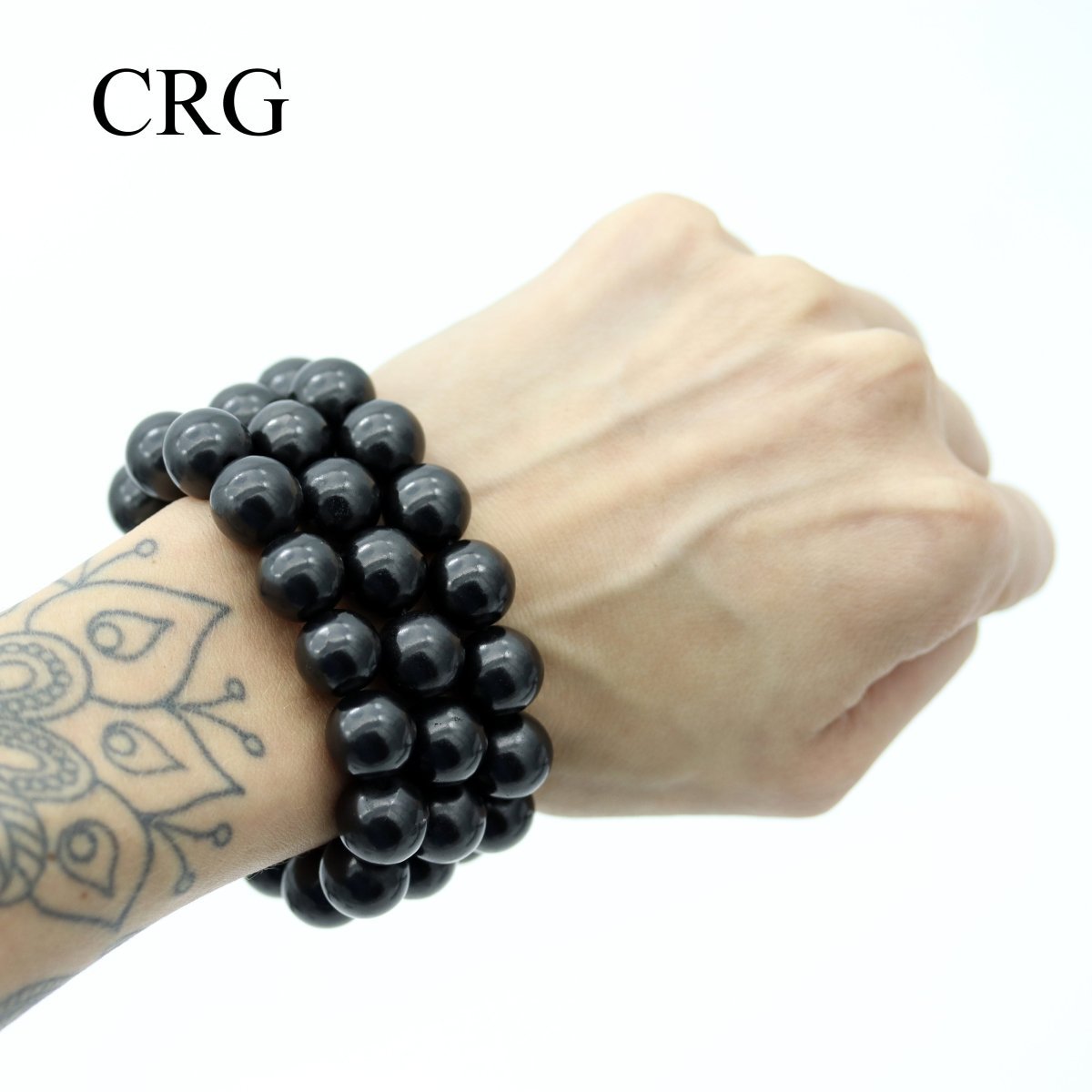 Shungite Round Bead Stretch Bracelet (15 mm) (1 Piece)