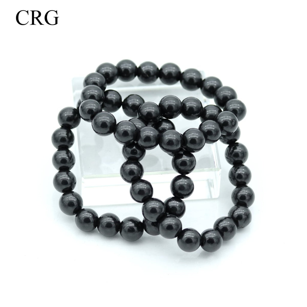 Shungite Round Bead Stretch Bracelet (10 mm) (1 Piece)
