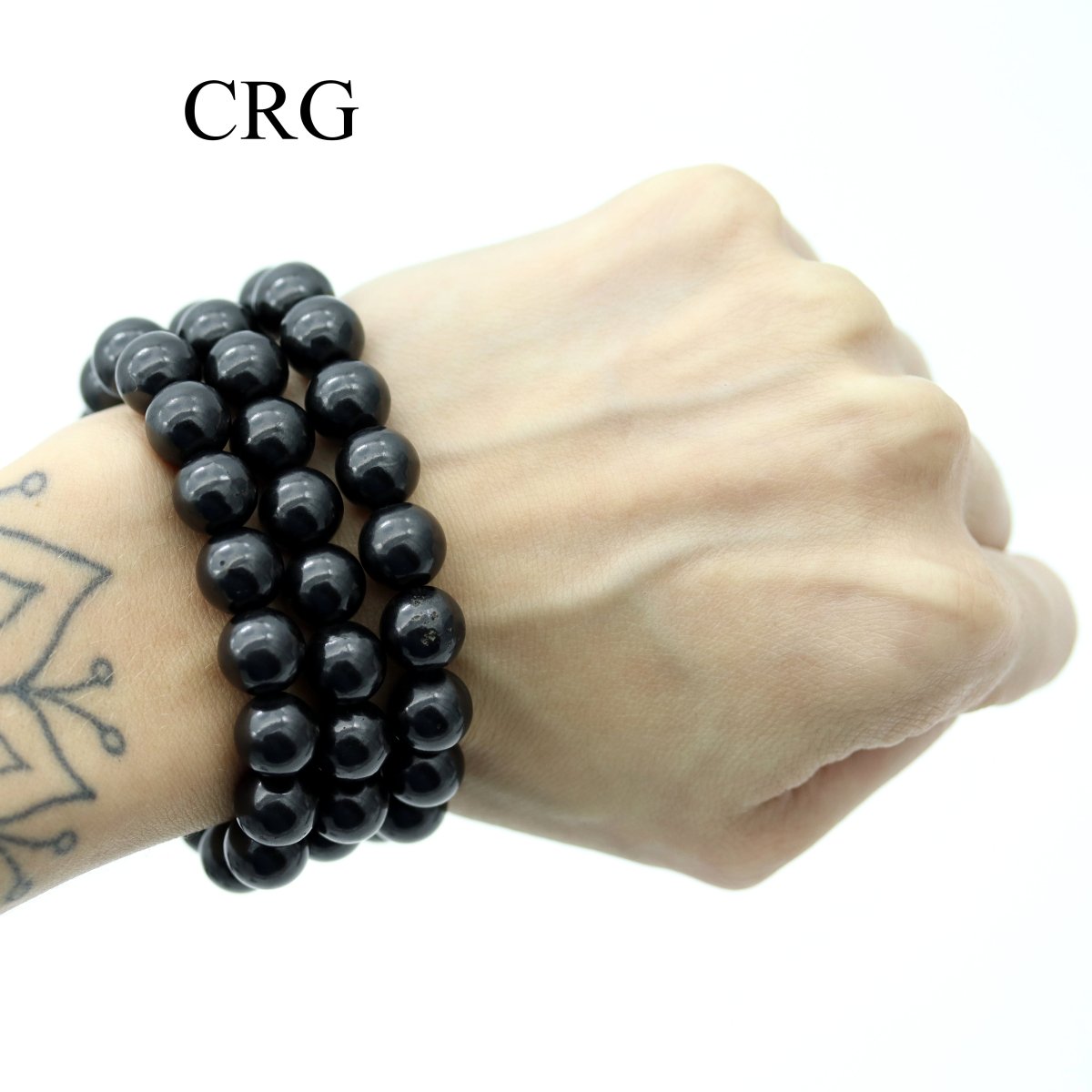 Shungite Round Bead Stretch Bracelet (10 mm) (1 Piece)