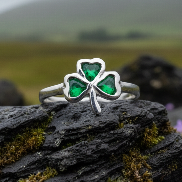 Emerald Isle Irish Shamrock Ring in Sterling Silver | Ring | Wiccan Center