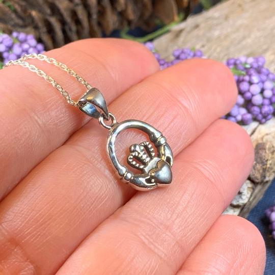 Petite Claddagh Silver Necklace | Pendant | Wiccan Center