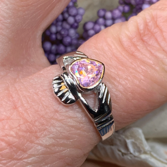 Pink Sapphire Claddagh Ring | Ring | Wiccan Center