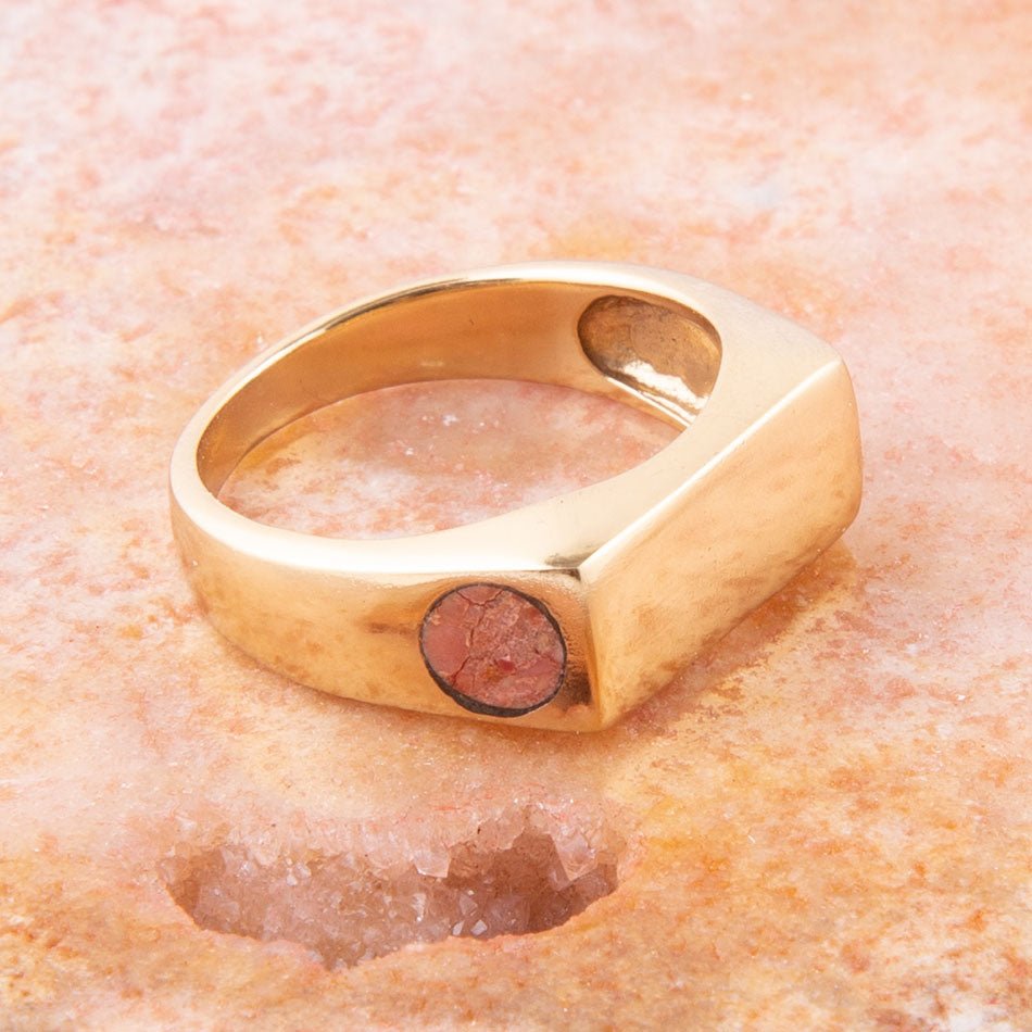 Signet Orange Sponge Coral and Bronze In The Hole Ring | Rings | Wiccan Center