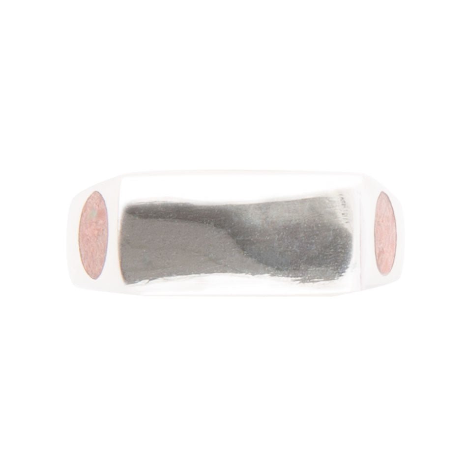 Signet Orange Sponge Coral and Sterling Silver In The Hole Ring | Rings | Wiccan Center