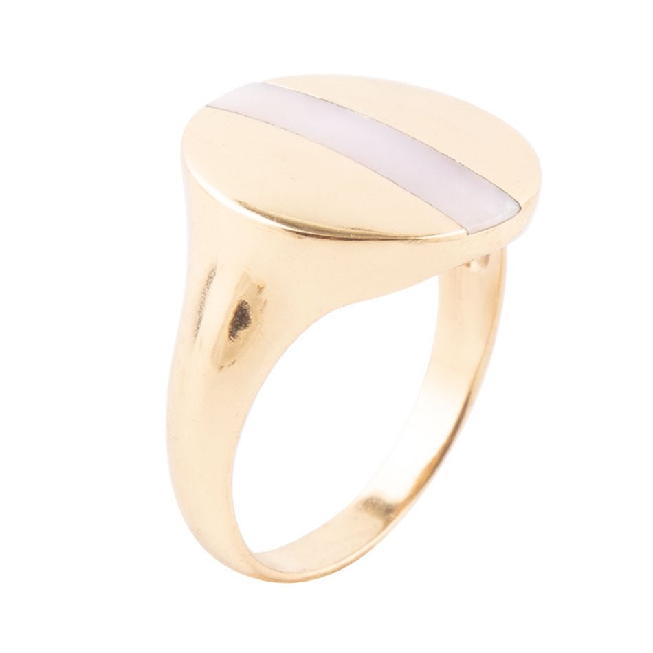 Signet Pink Opal and Bronze Circle Ring | Rings | Wiccan Center