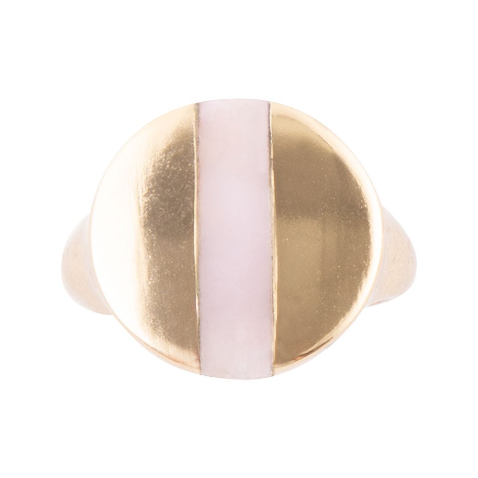 Signet Pink Opal and Bronze Circle Ring | Rings | Wiccan Center