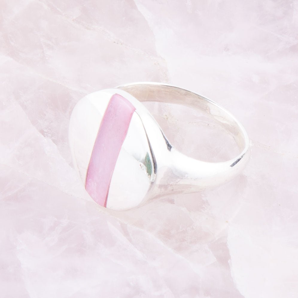Signet Pink Opal and Sterling Silver Circle Ring | Rings | Wiccan Center
