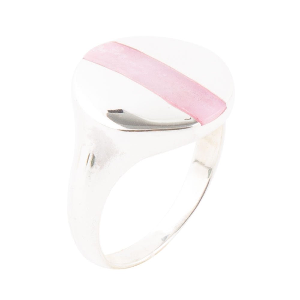 Signet Pink Opal and Sterling Silver Circle Ring | Rings | Wiccan Center