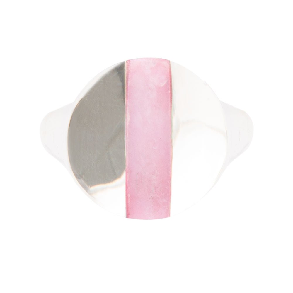 Signet Pink Opal and Sterling Silver Circle Ring | Rings | Wiccan Center