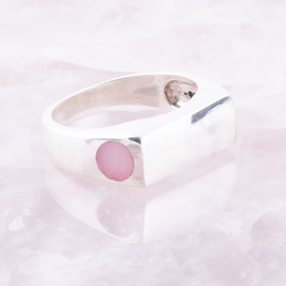 Signet Pink Opal and Sterling Silver In The Hole Ring | Rings | Wiccan Center