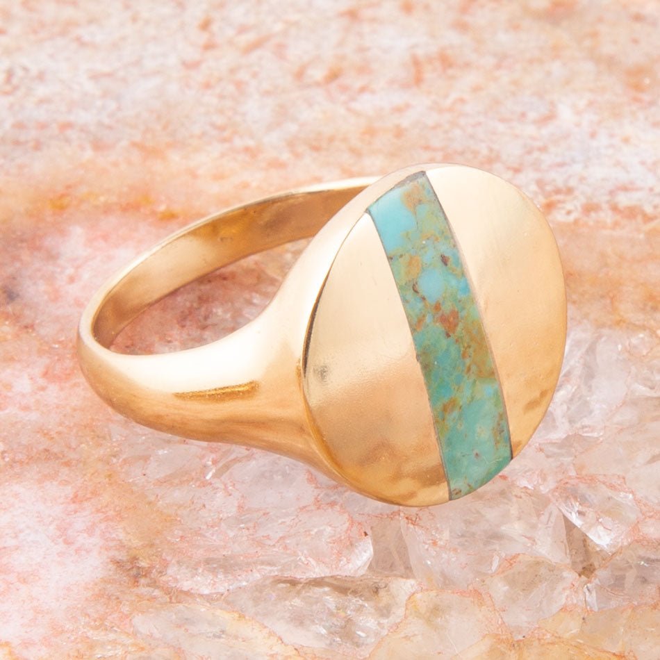 Signet Turquoise and Bronze Circle Ring | Rings | Wiccan Center