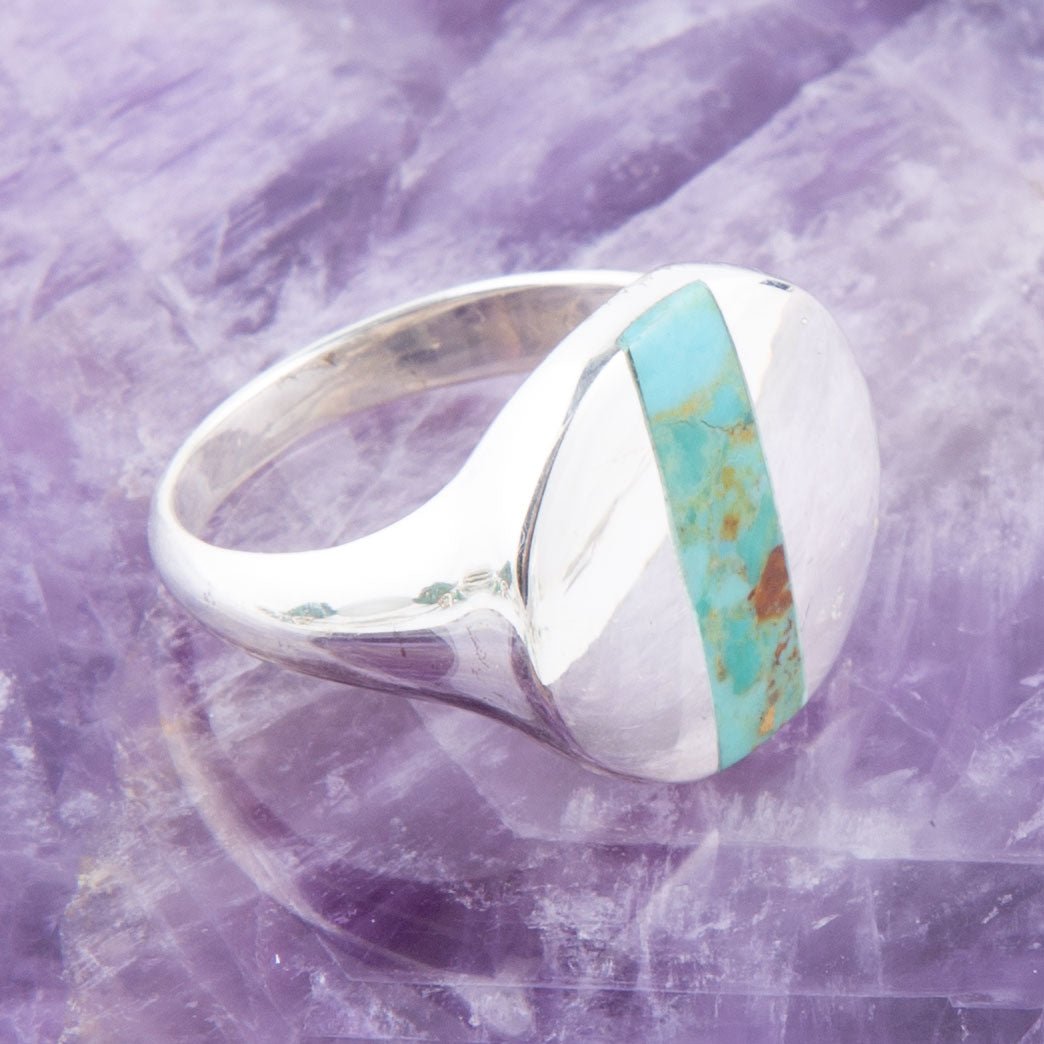 Signet Turquoise and Sterling Silver Circle Ring | Rings | Wiccan Center