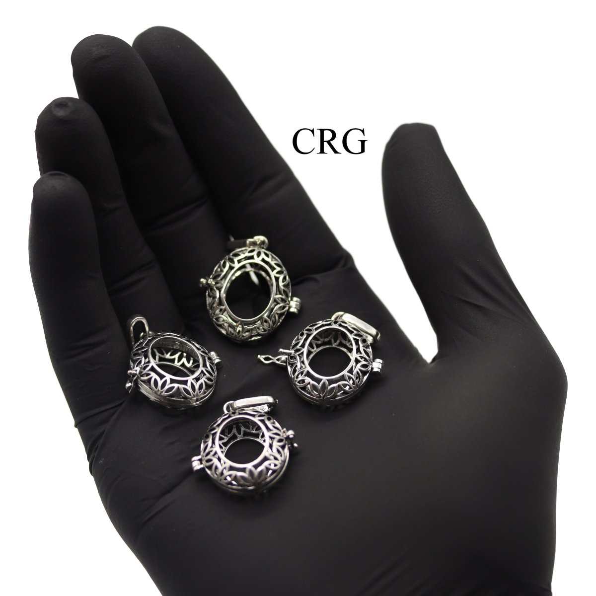 Silver Plated Filigree Cabochon Pendant Frame (1 Inch) (4 Pieces)