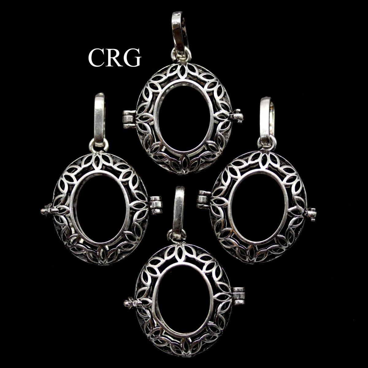 Silver Plated Filigree Cabochon Pendant Frame (1 Inch) (4 Pieces)