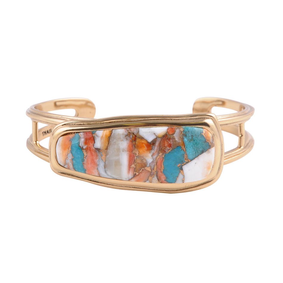 Simplicity Refined Blue Spiny Oyster/Turquoise Golden Bracelet | Bracelets | Wiccan Center