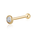 14k Solid Gold Nose Stud with Diamond CZ Small Micro Nose Bone Stud Flat Nose Ring One Piece Hypoallergenic 20 Gauge | Noserings | Wiccan Center