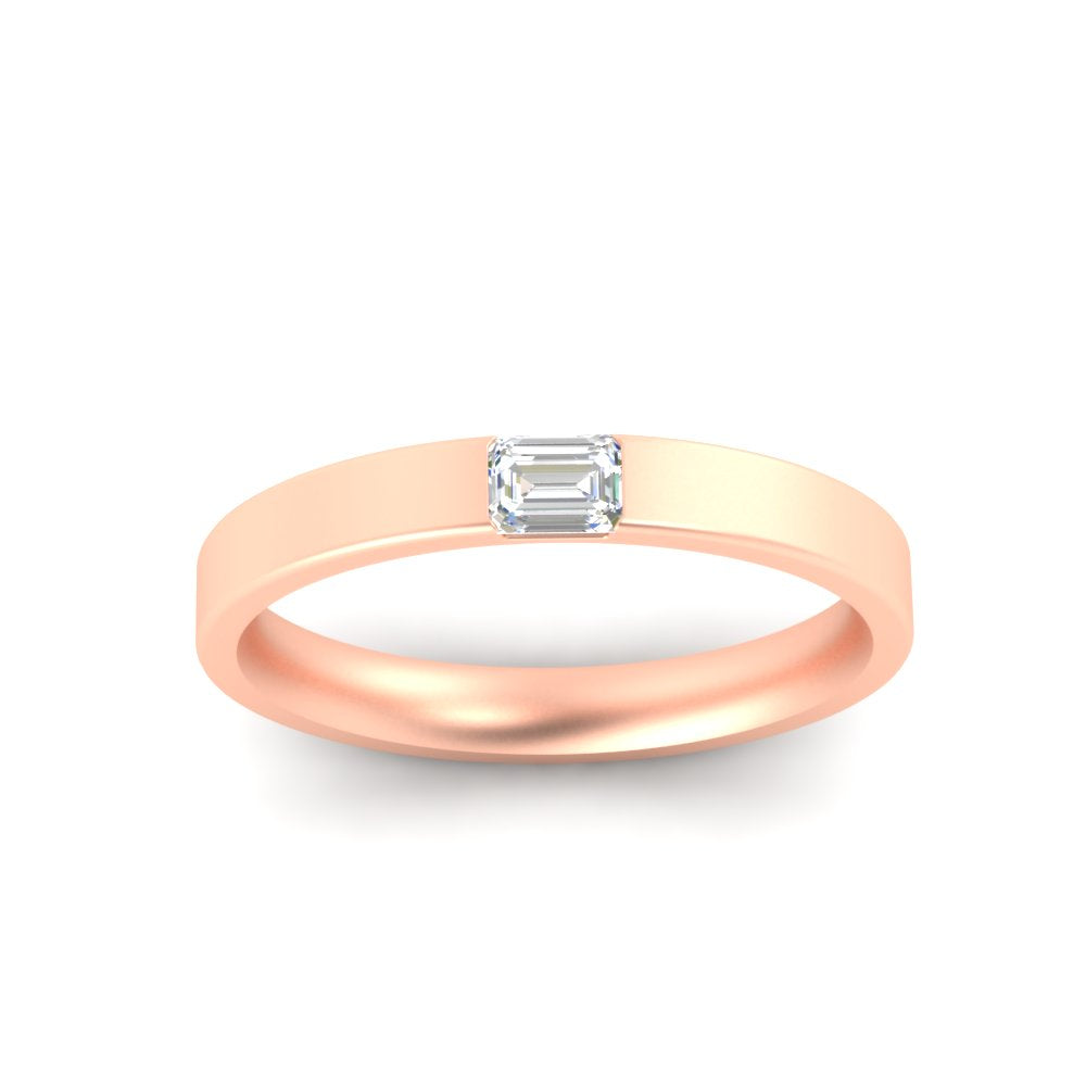 Single Emerald Mens Wedding Band