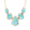 Slabs of Blue Turquoise Golden Statement Necklace | Necklaces | Wiccan Center