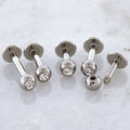 14G Externally Threaded Steel Labret with Gem Ball | Body Jewelry | Wiccan Center