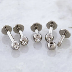 14G Externally Threaded Steel Labret with Gem Ball | Body Jewelry | Wiccan Center