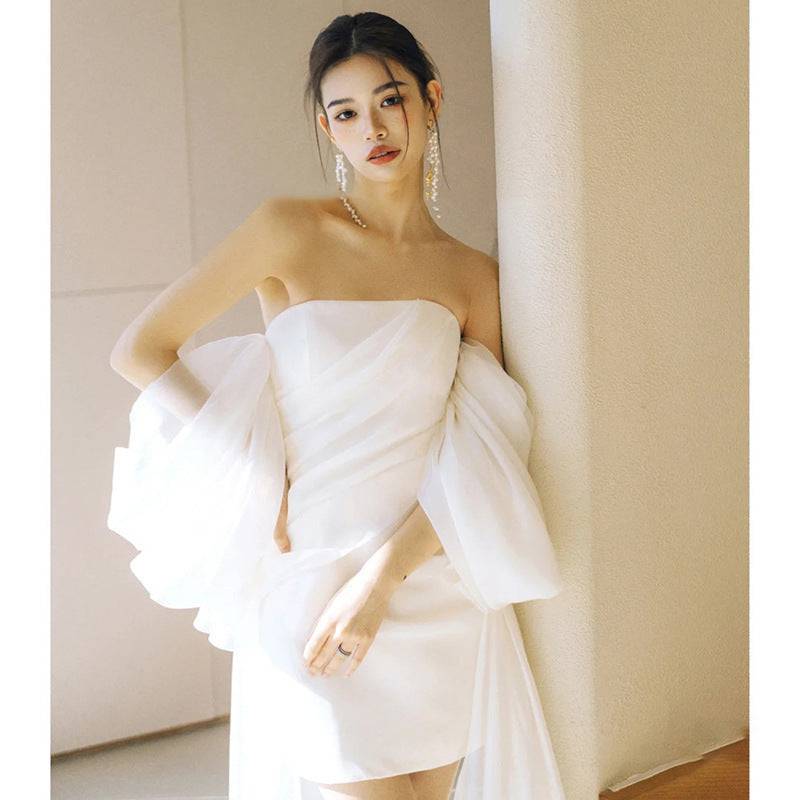 Small Light Wedding Dress Short Super Fairy | Button Full Cup Plus Size Bra Without Wi | Wiccan Center