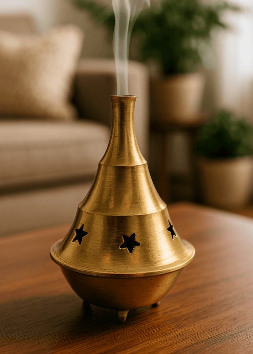 2 Piece Brass Cone Incense Burner | incense | Wiccan Center