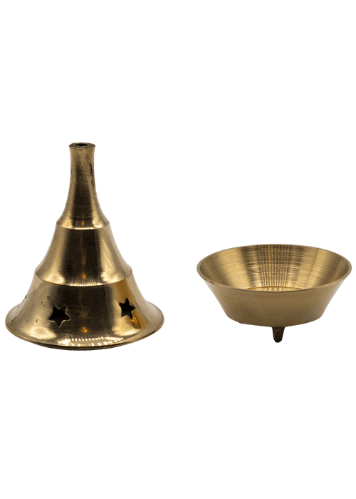 2 Piece Brass Cone Incense Burner | incense | Wiccan Center