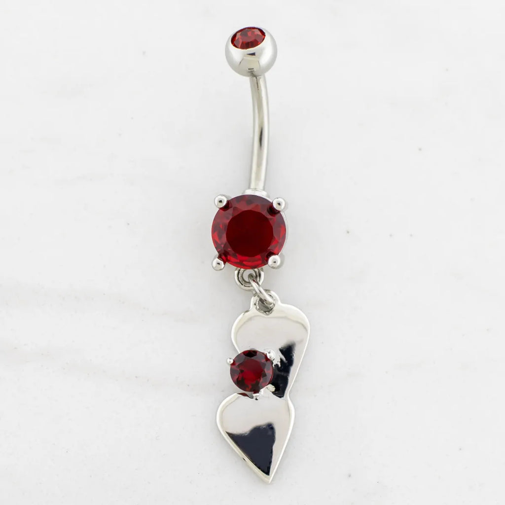 14G Double Heart Navel Ring | Body Jewelry | Wiccan Center