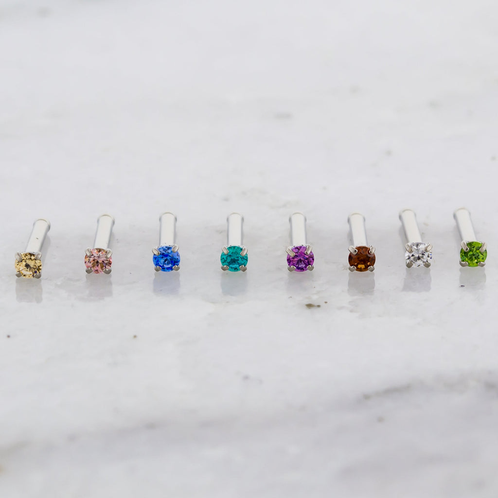 Steel Prong Set Nose Bone With Premium Zirconia | Body Jewelry | Wiccan Center