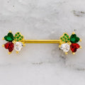 Multi Colored Clover Nipple Bar | Body Jewelry | Wiccan Center