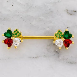 Multi Colored Clover Nipple Bar | Body Jewelry | Wiccan Center