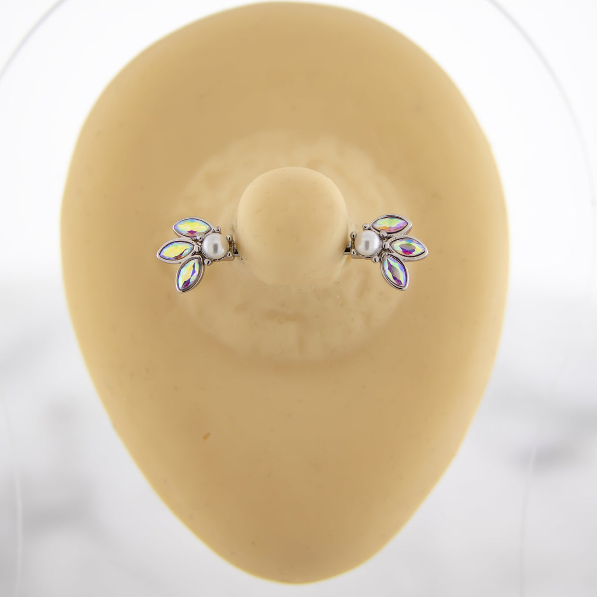 14G Aurora Borealis with Pearl Nipple Barbell | | Wiccan Center