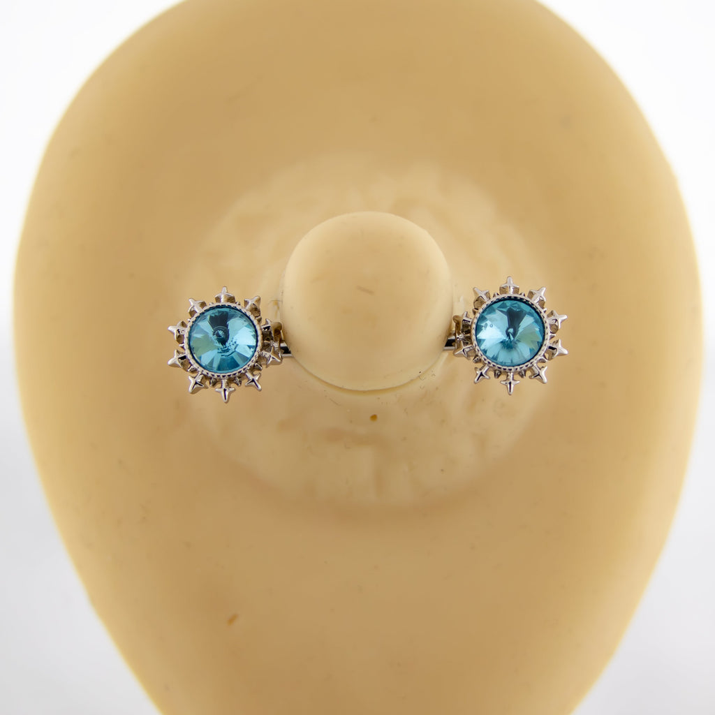 14G Snowflake w/ Gem Center Nipple Barbell | Body Jewelry | Wiccan Center