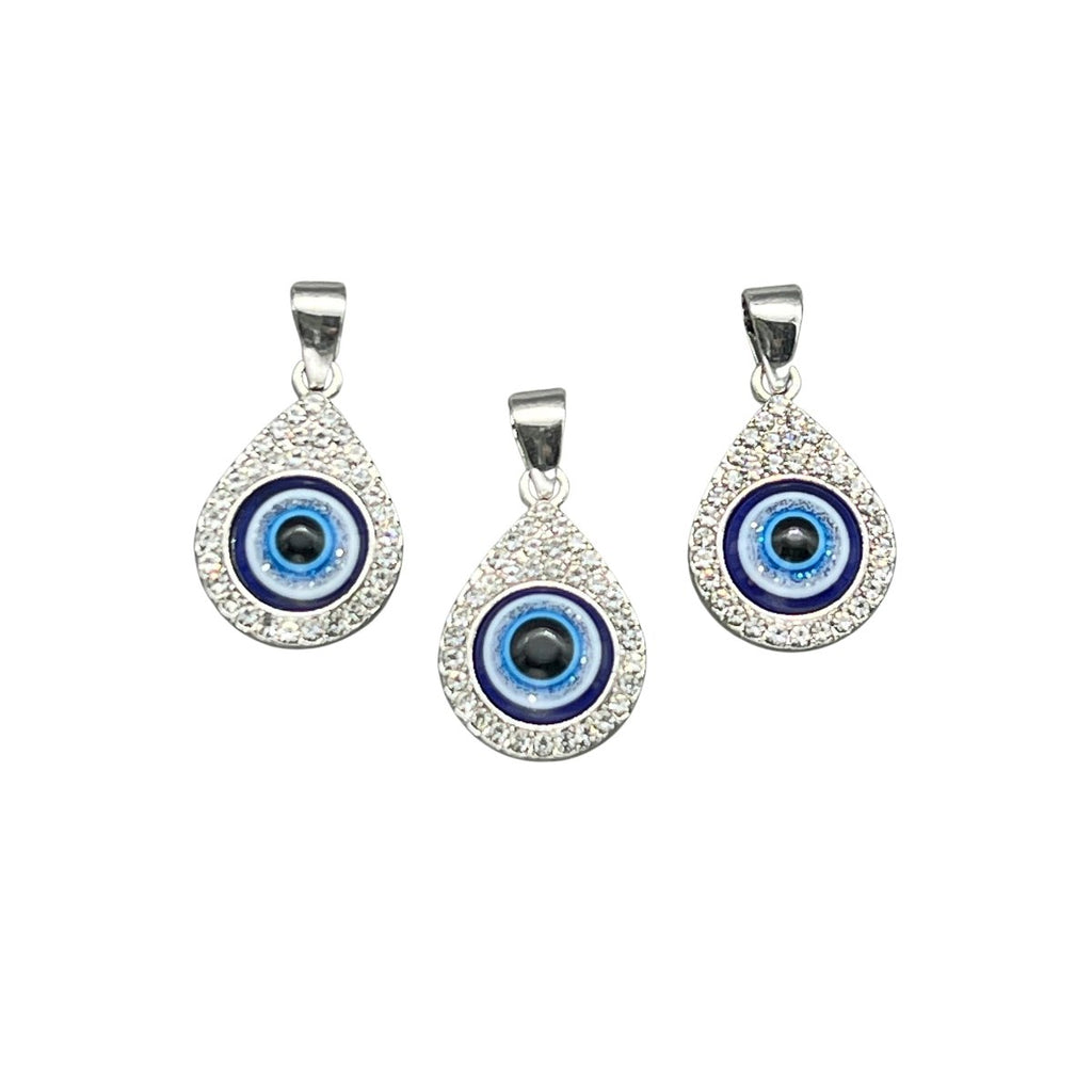 Sodalite Eye Teardrop Pendant Silver Plating (5 Pieces) Wholesale Crystal Gemstone Jewelry Supply Parts Beads Charms
