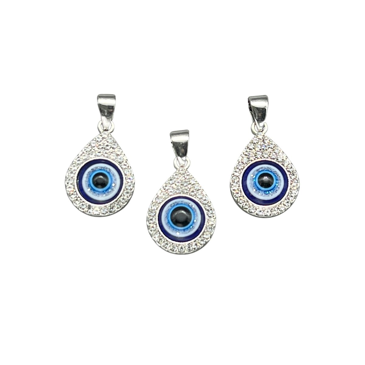 Sodalite Eye Teardrop Pendant Silver Plating (5 Pieces) Wholesale Crystal Gemstone Jewelry Supply Parts Beads Charms