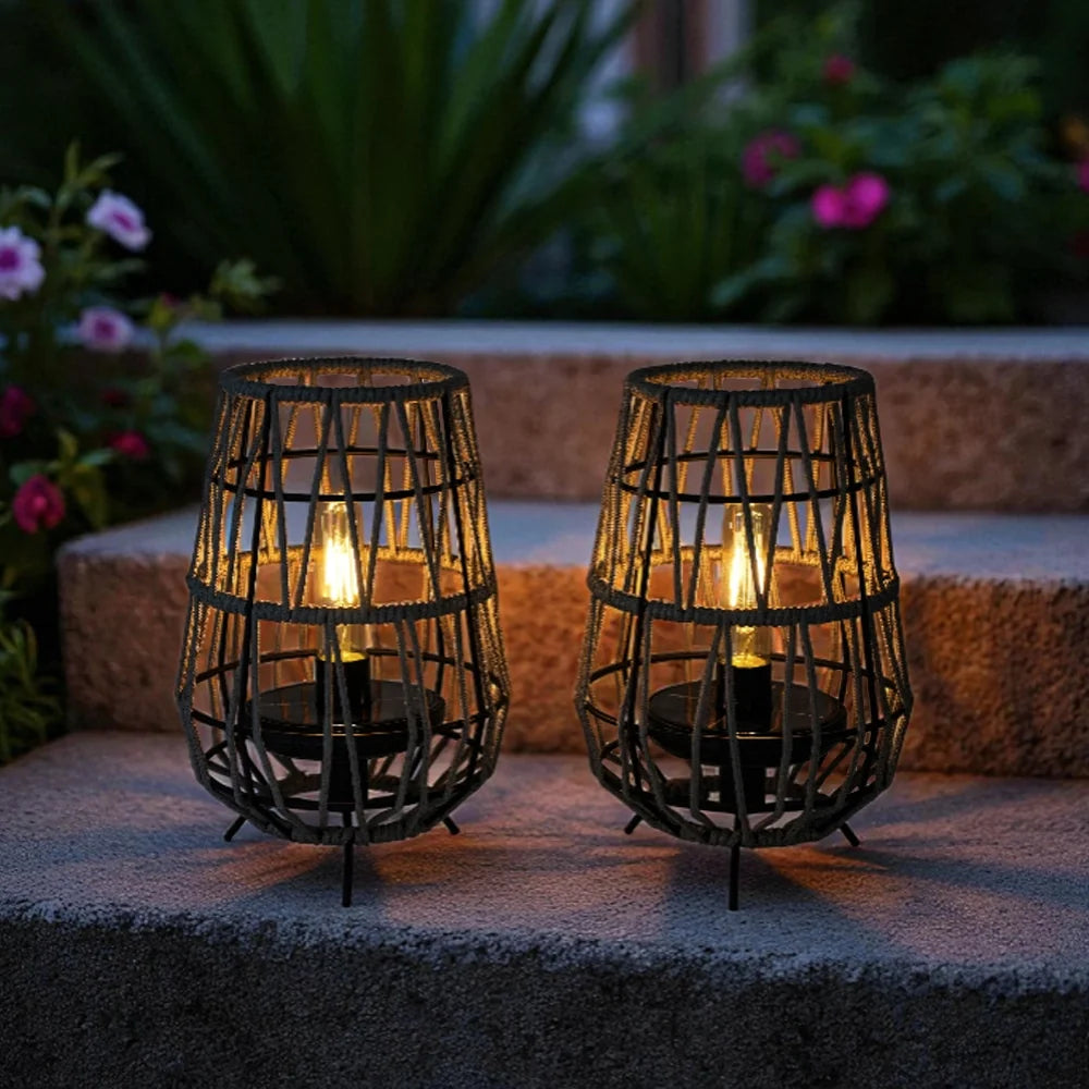 Set of 2 Solar Lantern Outdoor Table Lamp Outside Hanging Solar Lights | New Product | Wiccan Center