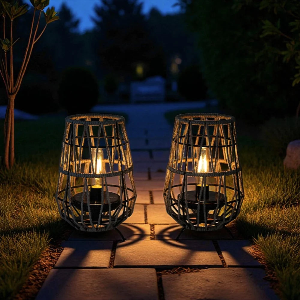 Set of 2 Solar Lantern Outdoor Table Lamp Outside Hanging Solar Lights | New Product | Wiccan Center
