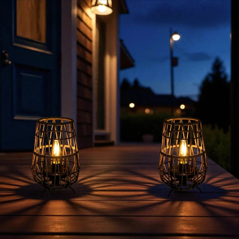 Set of 2 Solar Lantern Outdoor Table Lamp Outside Hanging Solar Lights | New Product | Wiccan Center