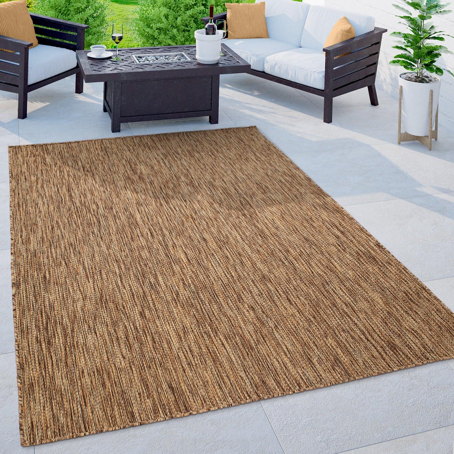 Solid Outdoor Rug for Patio or Balcony weatherproof in Mottled Brown Beige | Outdoor Rugs | Wiccan Center