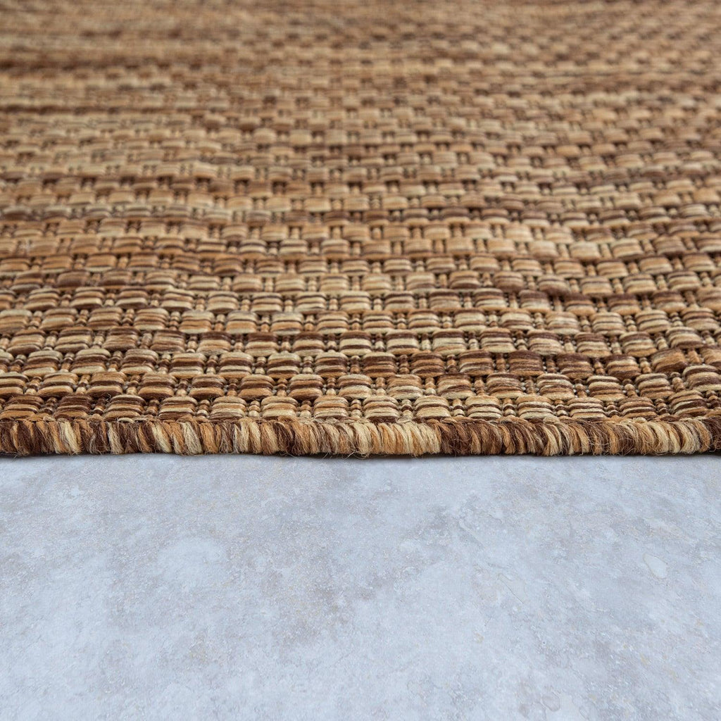 Solid Outdoor Rug for Patio or Balcony weatherproof in Mottled Brown Beige | Outdoor Rugs | Wiccan Center