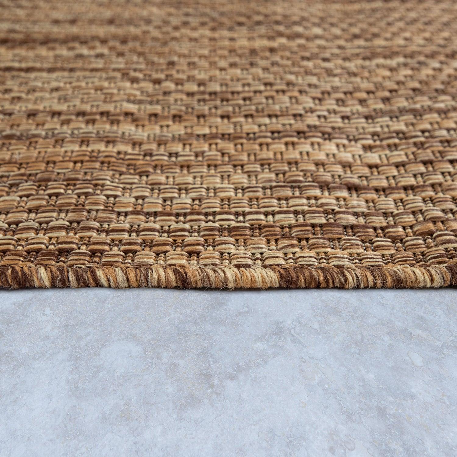 Solid Outdoor Rug for Patio or Balcony weatherproof in Mottled Brown Beige | Outdoor Rugs | Wiccan Center