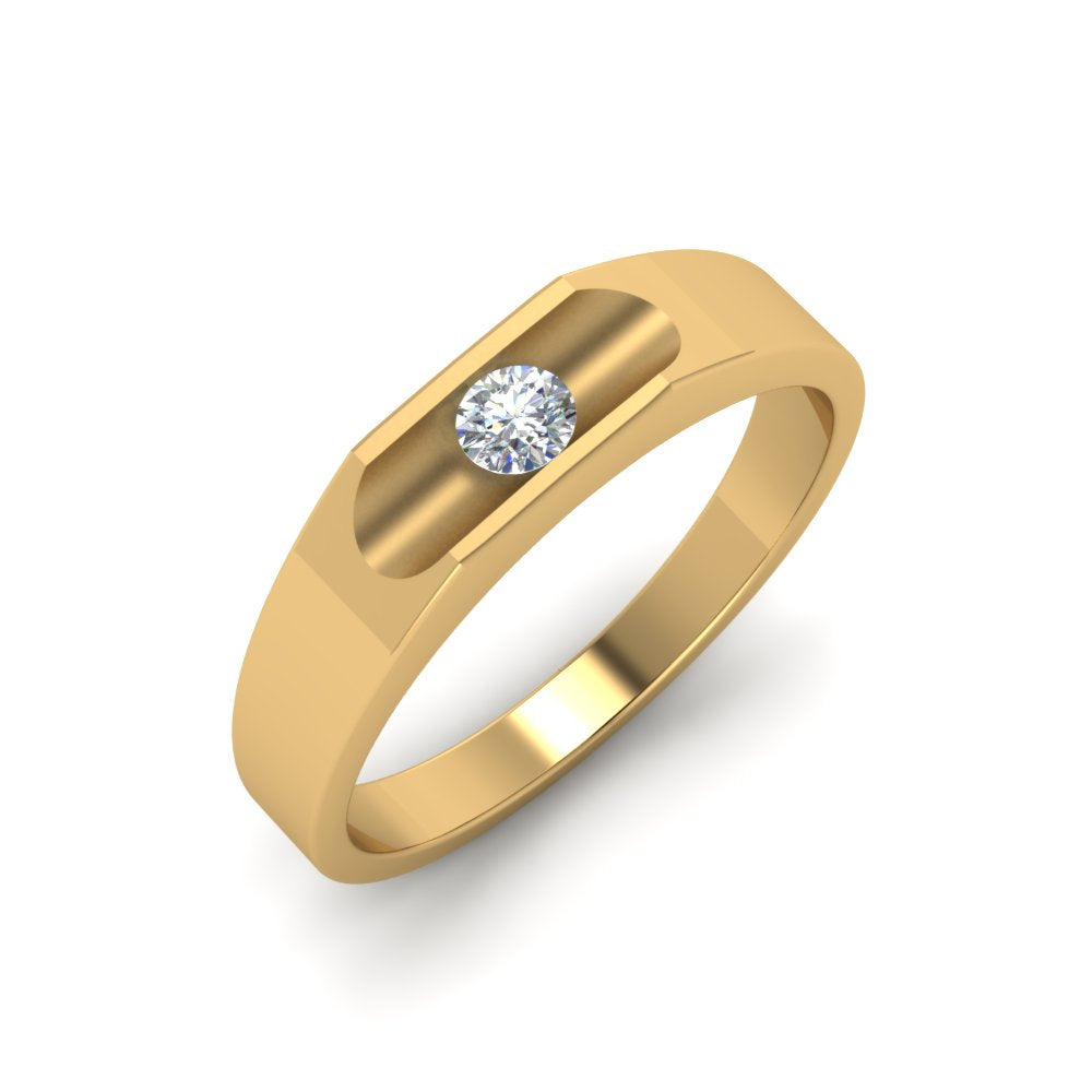 Half Bezel Solitaire Mens Diamond Ring