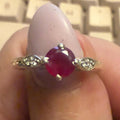 Round Ruby with Filigree Leaf Accents (Size 7) | Rings | Wiccan Center
