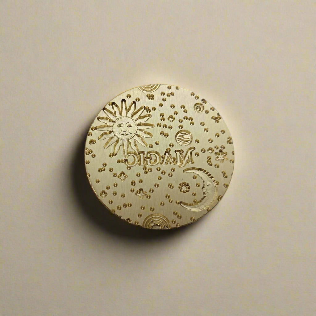 Whimsical "Magic" Wax Seal Stamp with Sun, Moon & Stars - Enchanting Seals | Wax Seal | Wiccan Center